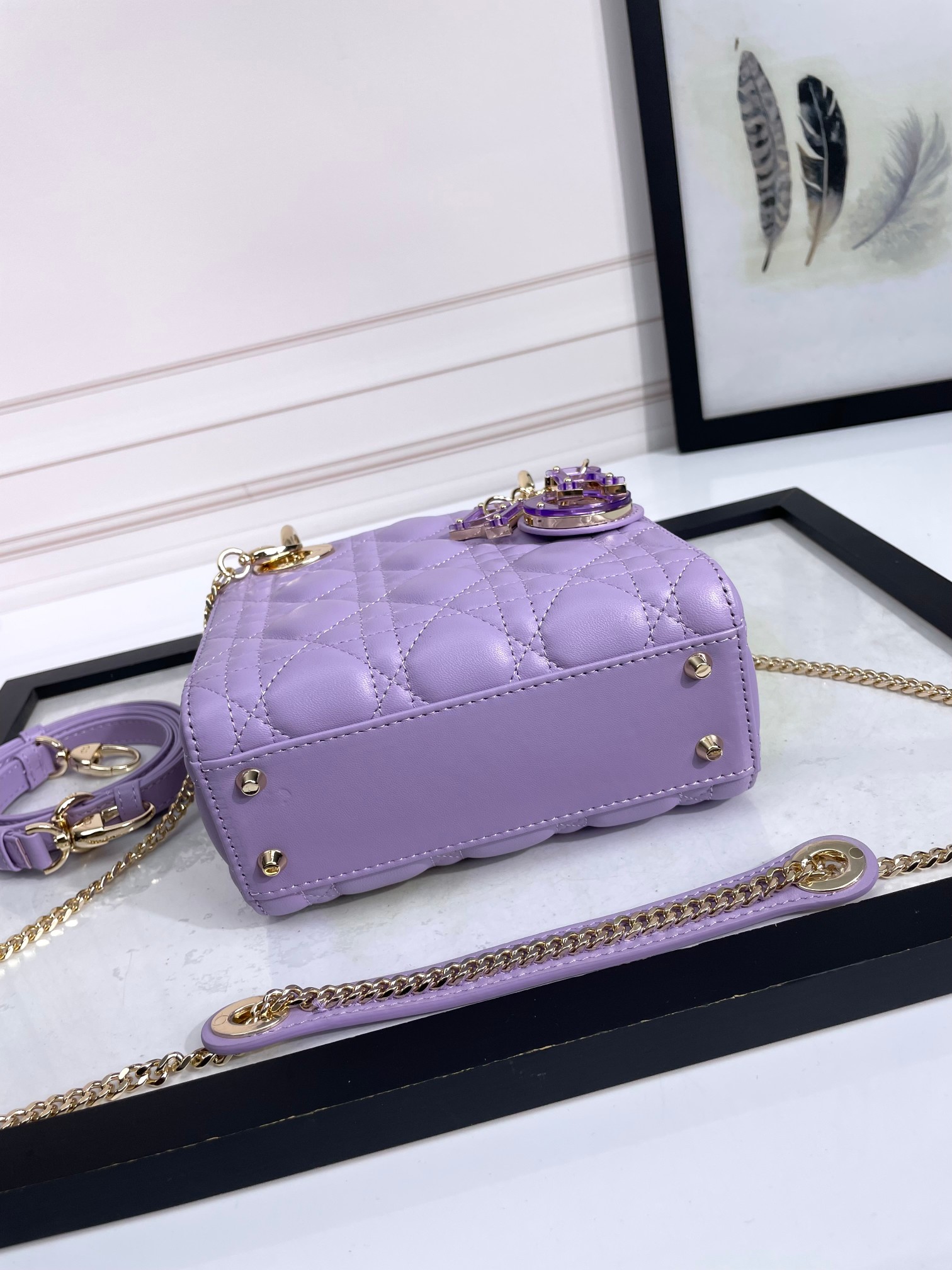 Mini Lady Dior Bag Purple Cannage Lambskin